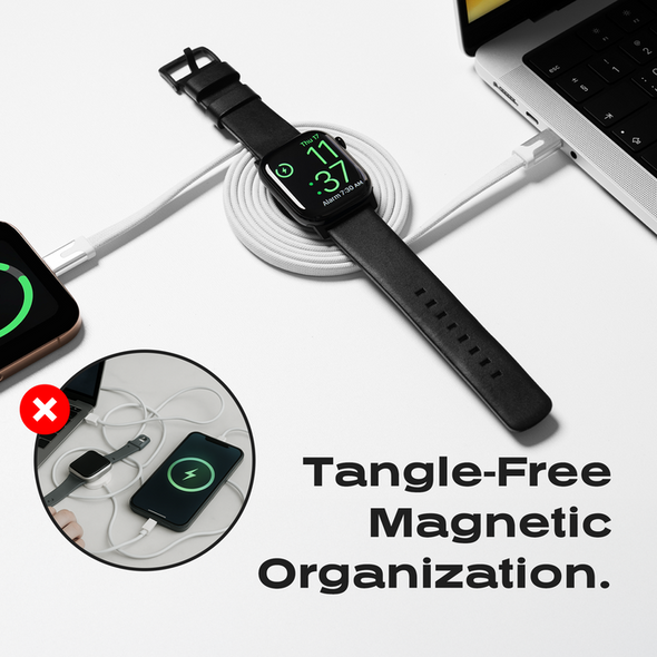 Statik MagStack Duo Apple Watch Charger + USB-C Cable - White
