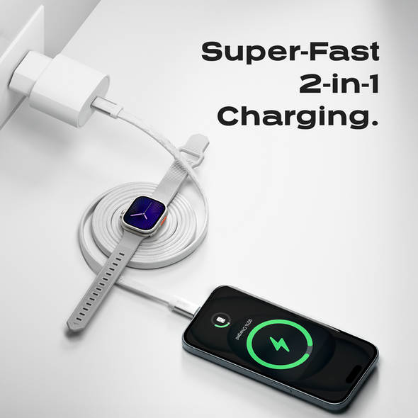 Statik MagStack Duo Apple Watch Charger + USB-C Cable - White