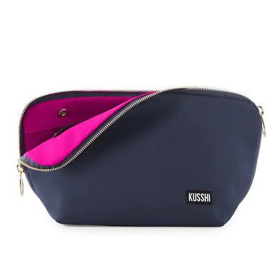 Signature Makeup Bag - Navy with Pink