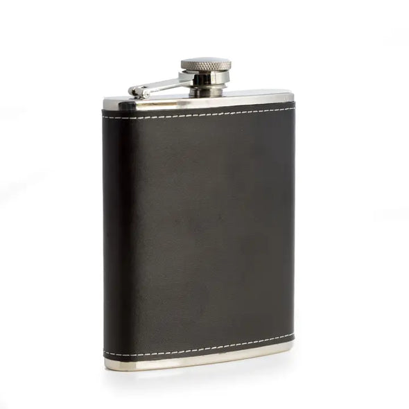 Black Leather Flask - 6oz.