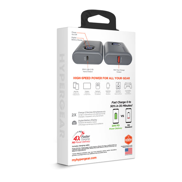 HyperGear PowerPack PRO 10000mAh 20W Fast Charge Power Bank
