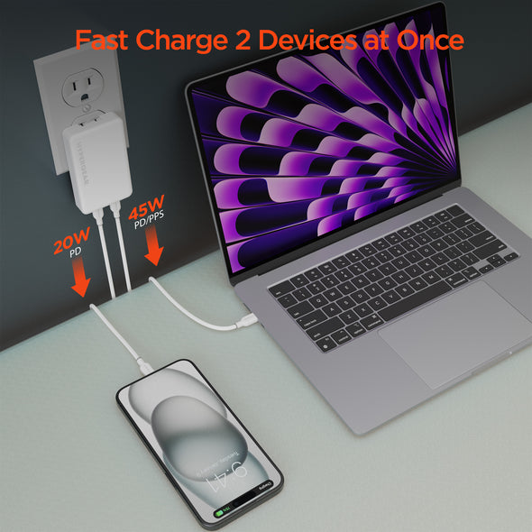 HyperGear SpeedBoost 65W Dual USB-C Laptop Charger