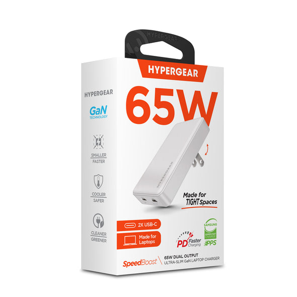 HyperGear SpeedBoost 65W Dual USB-C Laptop Charger