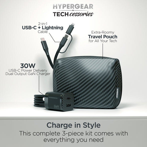 HyperGear 30W PD GaN Charging Kit with Travel Pouch