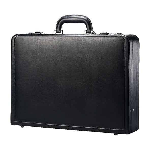 Leather Business Expandable Attache-black