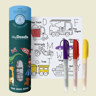 HeyDoodle Reusable Silicone Mini Mat - Toot Toot Honk