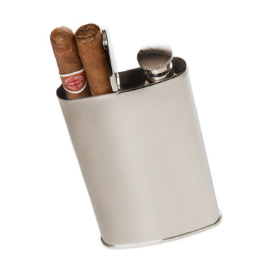 The Wingman Flask & Cigar Holder - Silver