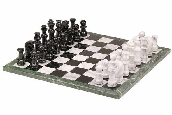 Marble Chess Set 16"-Black/White