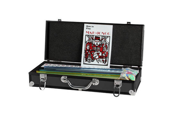 Mah Jong Set with Pushers - Black Metal Case