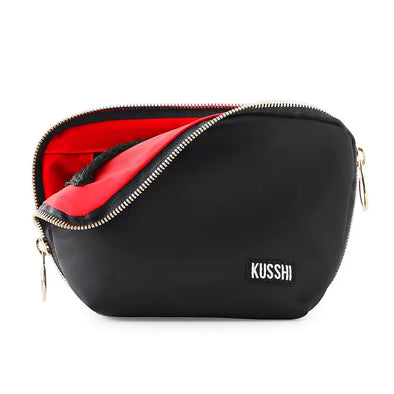 Everyday Makeup Bag - Black with Red