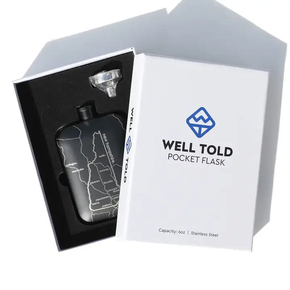 Texas State Map Pocket Flask with Funnel - Matte Black