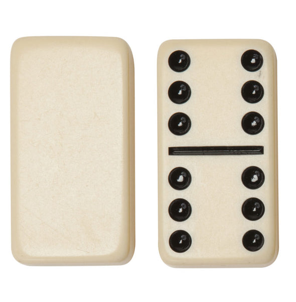 Club Size Double 6 Dominoes in vinyl case - Ivory