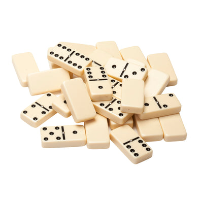 Club Size Double 6 Dominoes with Spinner - Ivory