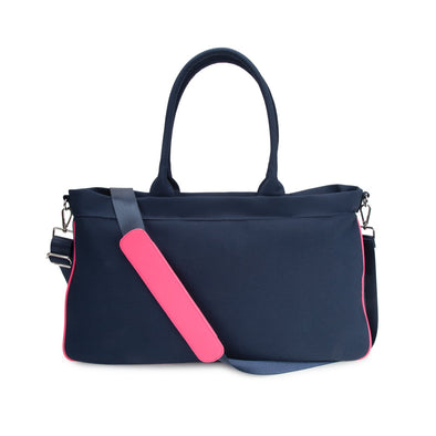 Mahjong Tote Bag with Pouches - Navy with MAHJONG Embroidery