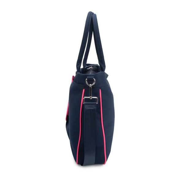 Mahjong Tote Bag with Pouches - Navy with MAHJONG Embroidery