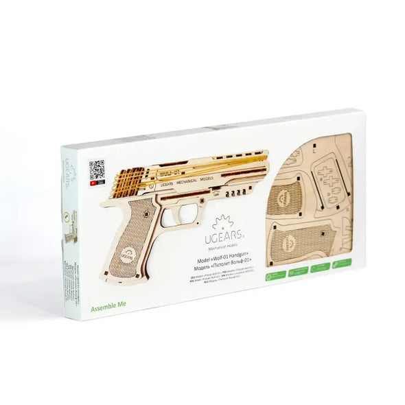 UGears Wolf-01 Handgun with Rubber Bands