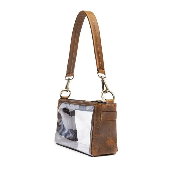 Claire Clear Bag with leather trim