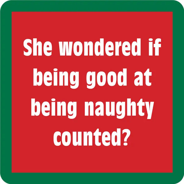 Christmas Being Naughty Counted Coaster