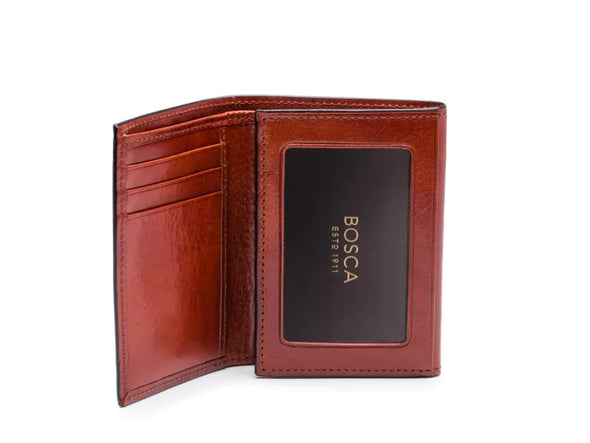 Old Leather Double ID Trifold-Cognac