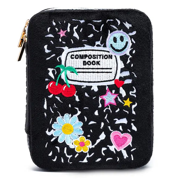 Composition Book Black Jewelry Zip Case