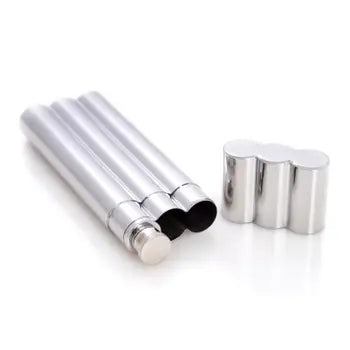 2 oz. Flask with Stainless Steel Double Cigar Tube