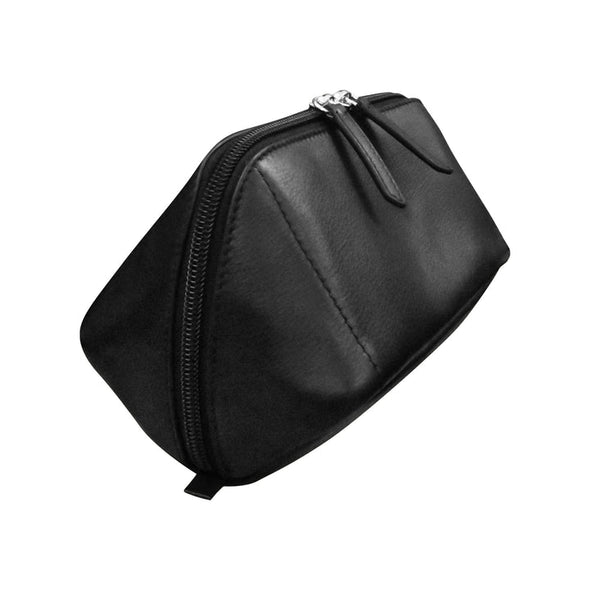 Leather Diamond Zip Makeup Bag