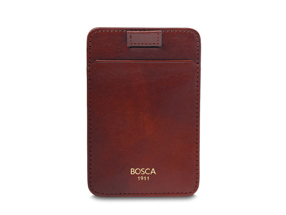 Old Leather Pull Tab Card Case - Dark Brown