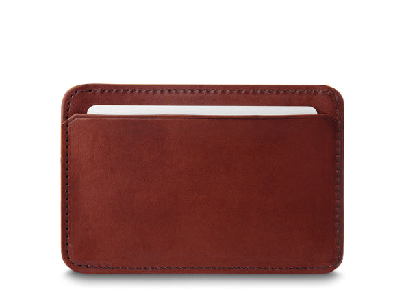 Old Leather Pull Tab Card Case - Dark Brown