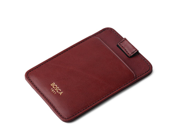 Old Leather Pull Tab Card Case - Dark Brown