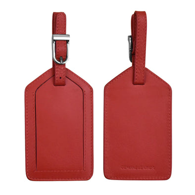 Leather Luggage Tag-cherry red