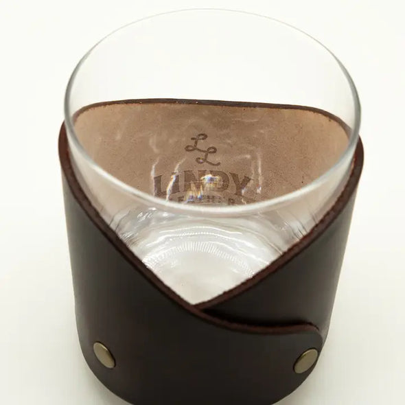 Lowball Glass with Leather