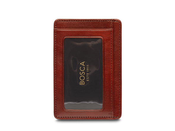 Old Leather 7 Pocket ID Card Case - Dark Brown