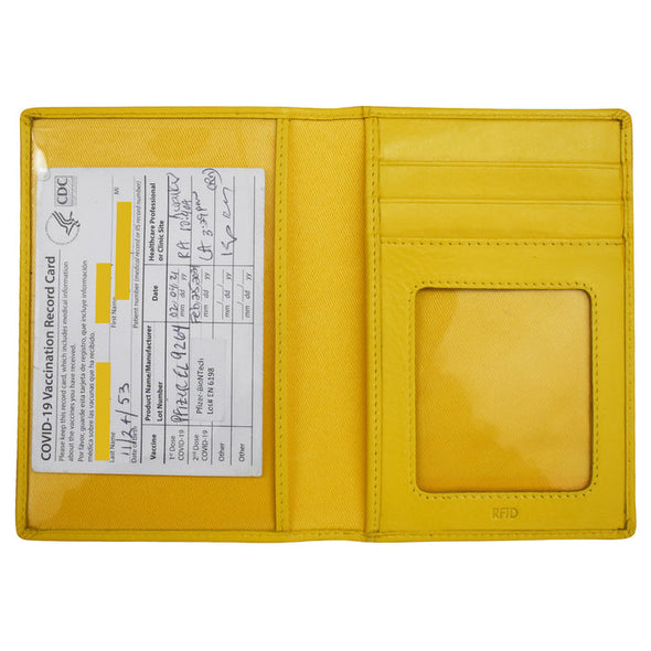 Leather Passport Case RFID-sunshine yellow