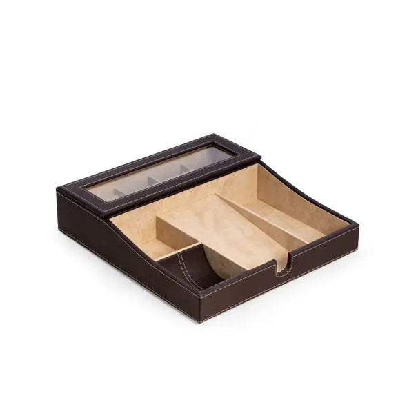 Valet with Multi Compartment Storage - brown
