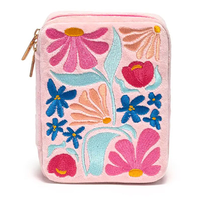 Retro Flower Jewelry Zip Case