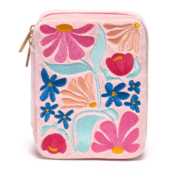 Retro Flower Jewelry Zip Case