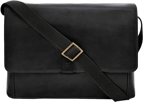 Aiden Leather Messenger-black