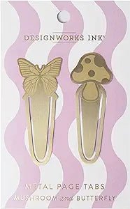 Brass Page Tabs - Mushroom and Butterfly