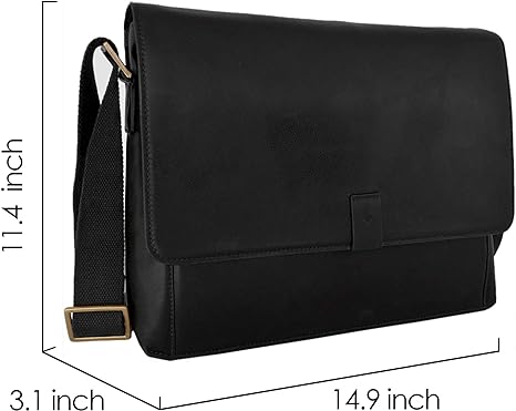 Aiden Leather Messenger-black