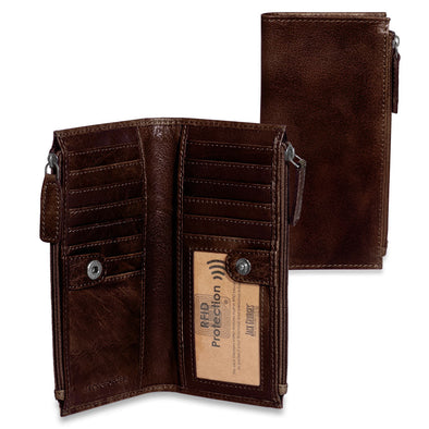 Voyager Slim Double Zip Wallet - Brown