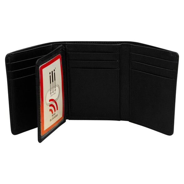 Leather Trifold Wallet with Center Flip ID