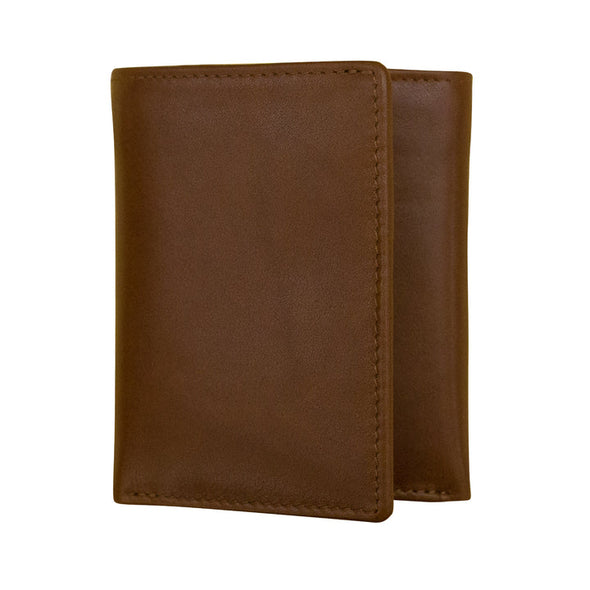 Leather Trifold Wallet with Center Flip ID