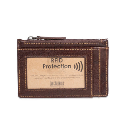 Voyager Zip Card Holder RFID -brown
