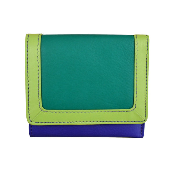 Small Leather Multi Color Trifold RFID Wallet