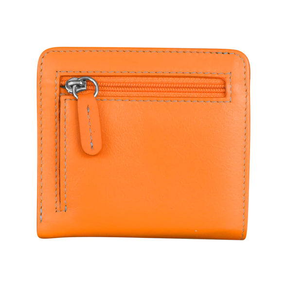 Leather Bifold Mini Wallet with Snap Two Tone