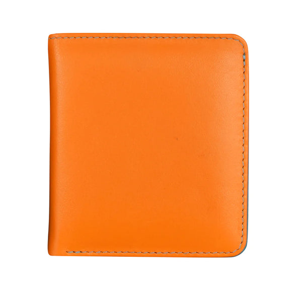 Leather Bifold Mini Wallet with Snap Two Tone