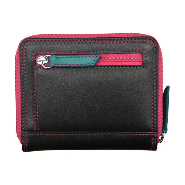 Small Leather Multi Color Zip RFID Wallet