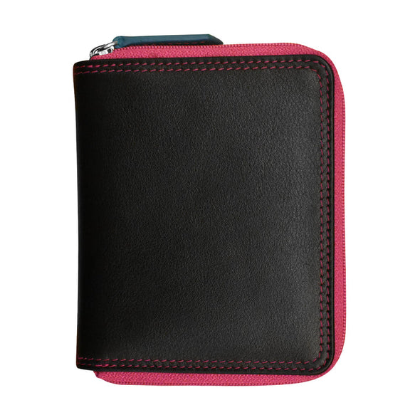 Small Leather Multi Color Zip RFID Wallet