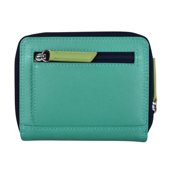 Small Leather Multi Color Zip RFID Wallet