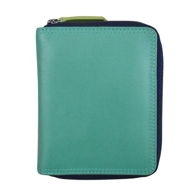 Small Leather Multi Color Zip RFID Wallet